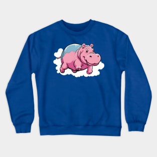 Flying Pink Hippo Crewneck Sweatshirt